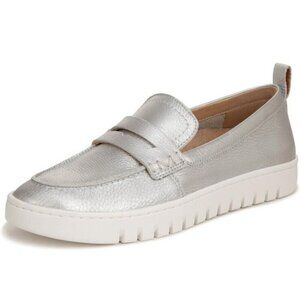 Vionic Uptown Slip On Loafer Womens 9. Wide Silver Metallic Leather New